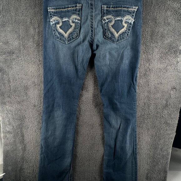 Big Star Sweet Boot Ultra Low Rise Denim Jeans Women Blue 27Lx33 Embroidered - Picture 11 of 16